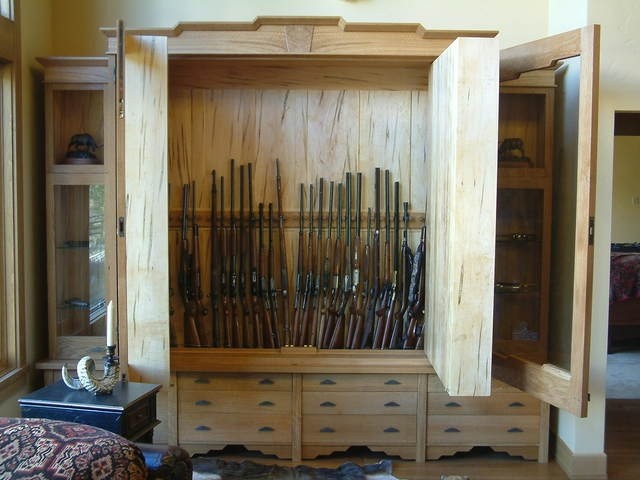 Gun Cabinet, white oak, doors open